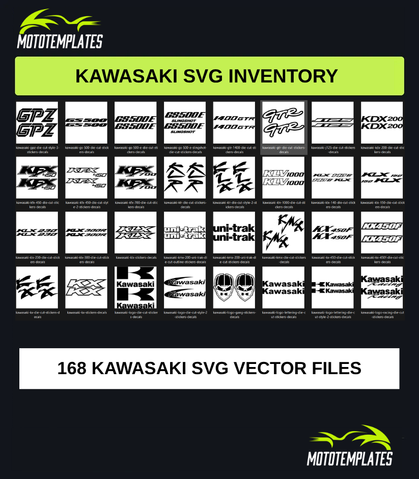 Kawasaki Motorcycle SVG Pack | 168 SVG Vector Files