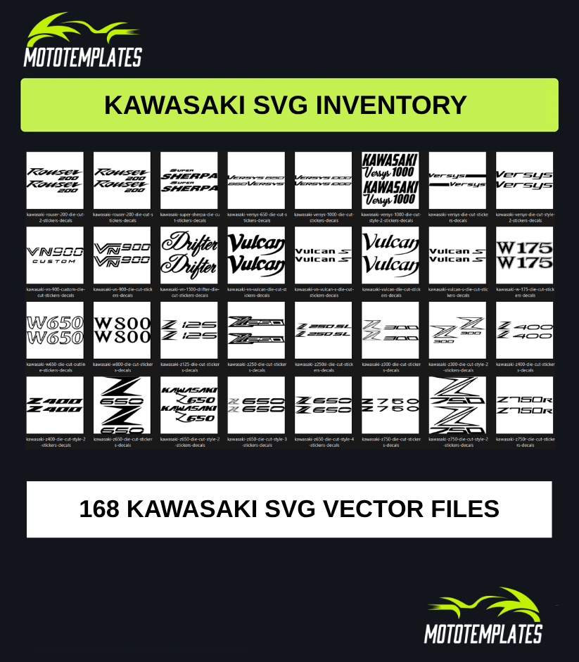 Kawasaki Motorcycle SVG Pack | 168 SVG Vector Files