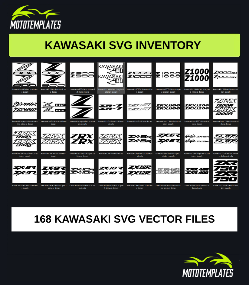 Kawasaki Motorcycle SVG Pack | 168 SVG Vector Files