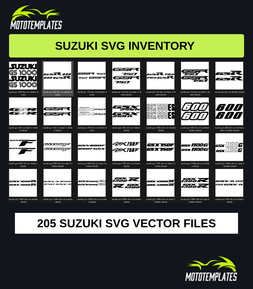 Suzuki Motorcycle SVG Pack | 205 SVG Vector Files