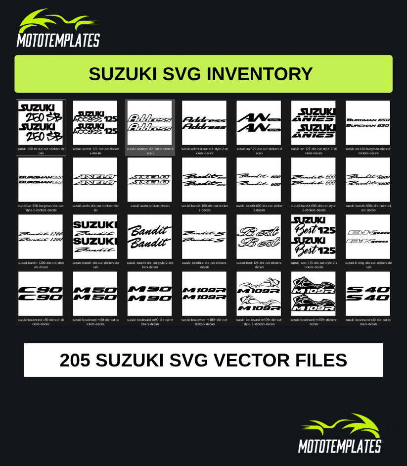 Suzuki Motorcycle SVG Pack | 205 SVG Vector Files