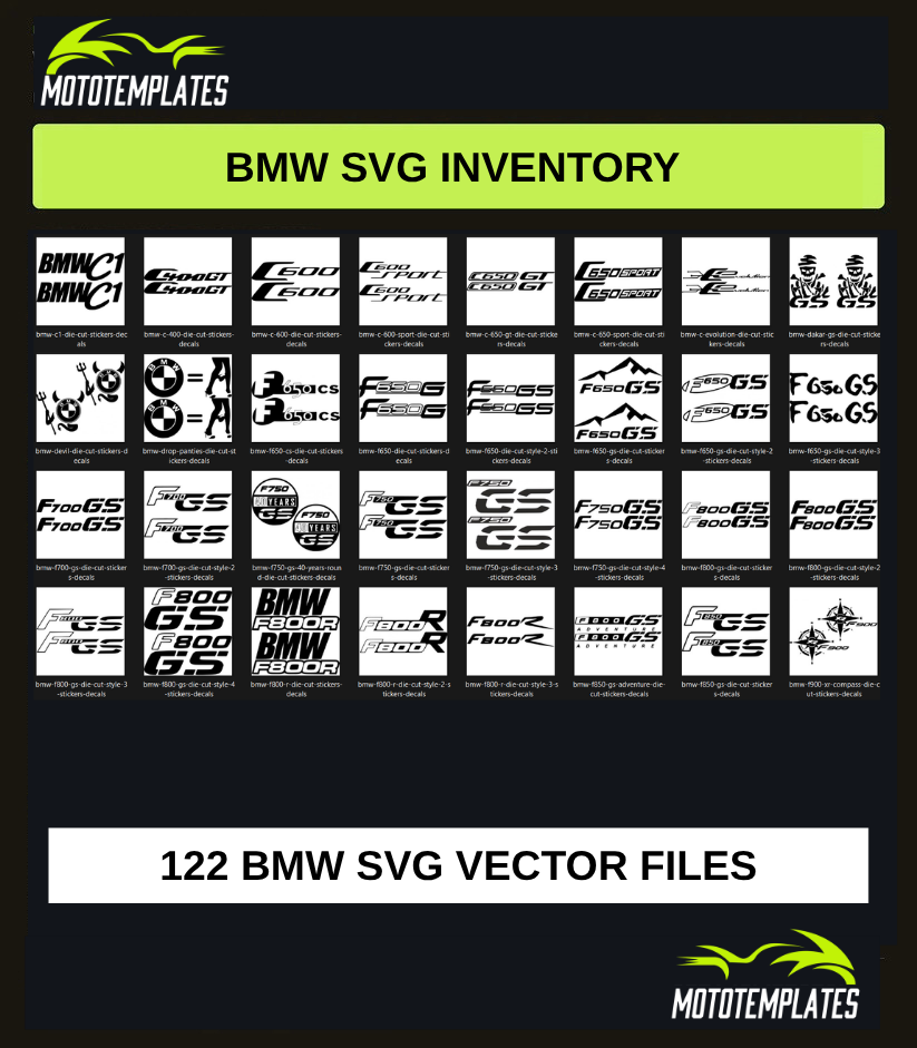 BMW Motorcycle SVG Pack | 122 SVG Vector Files