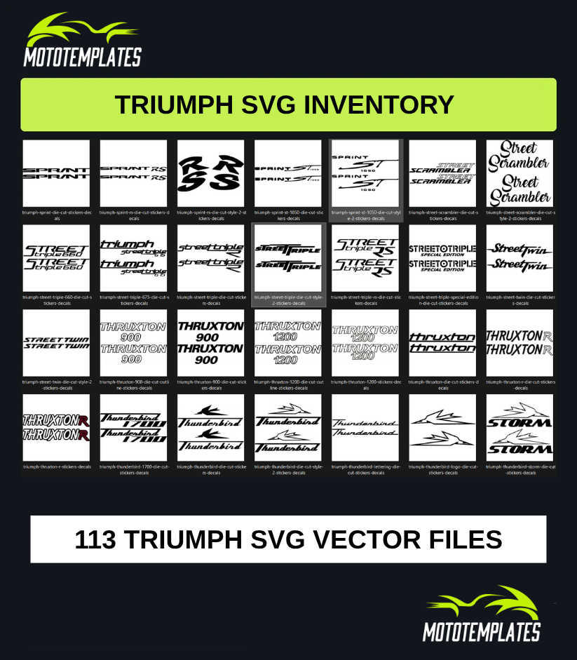 Triumph Motorcycle SVG Pack | 113 SVG Vector Files