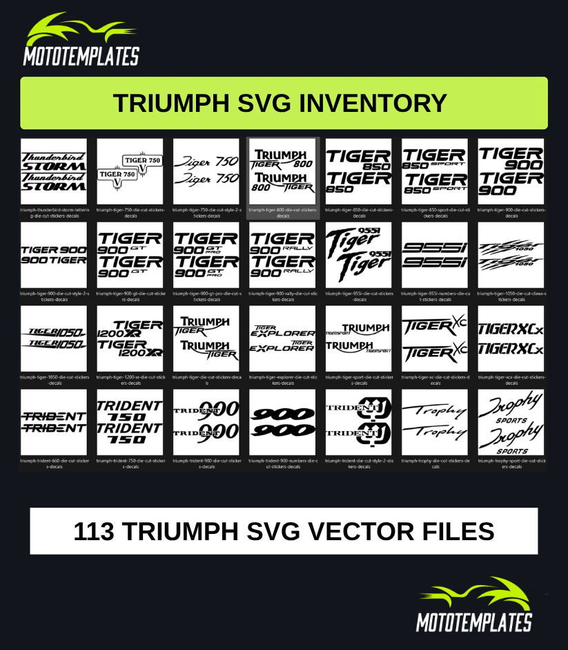 Triumph Motorcycle SVG Pack | 113 SVG Vector Files