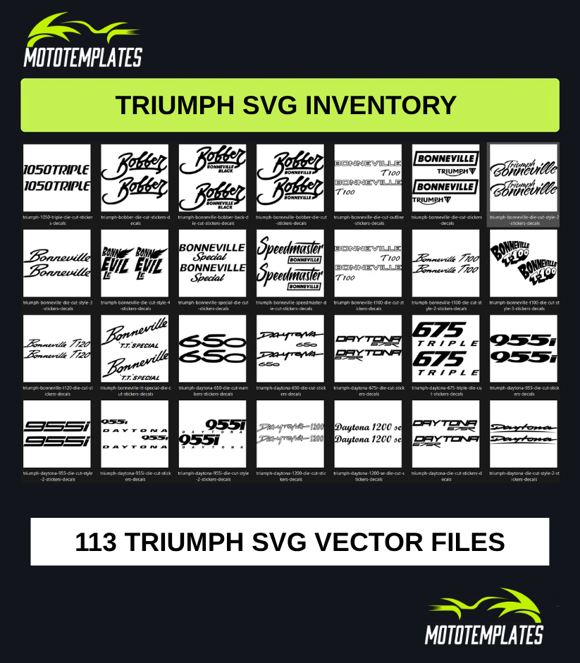 Triumph Motorcycle SVG Pack | 113 SVG Vector Files