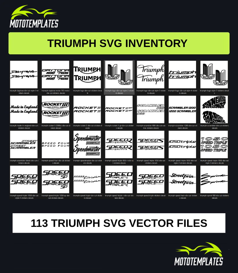 Triumph Motorcycle SVG Pack | 113 SVG Vector Files