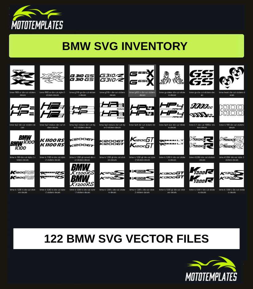 BMW Motorcycle SVG Pack | 122 SVG Vector Files
