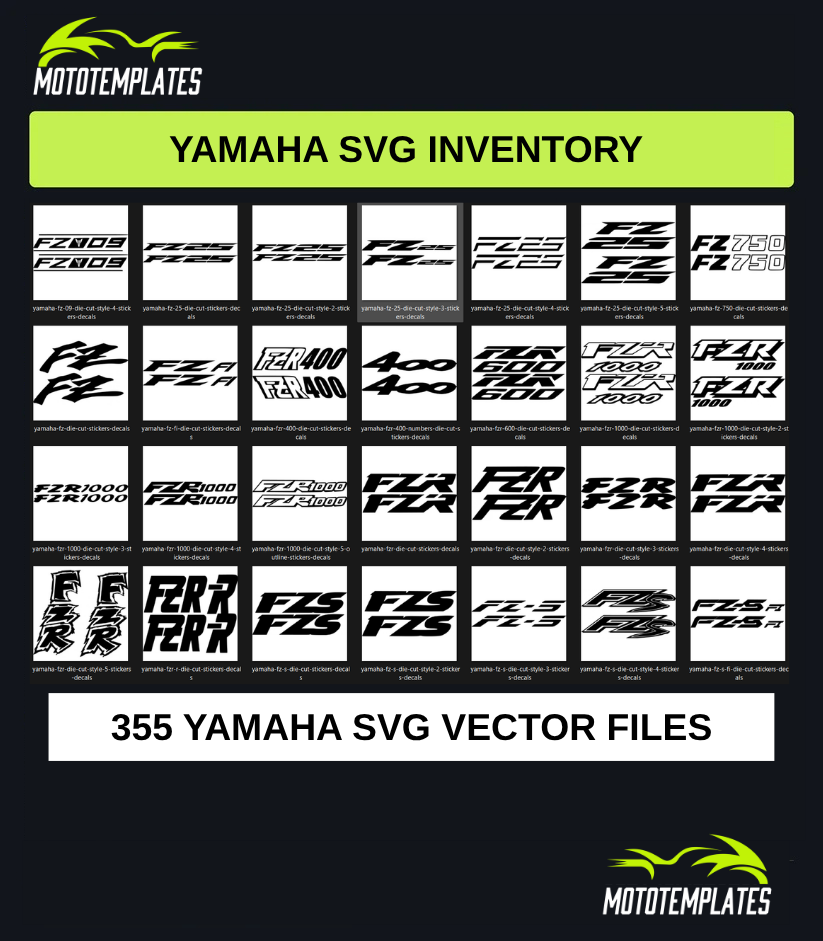 Yamaha Motorcycle SVG Pack | 355 SVG Vector Files