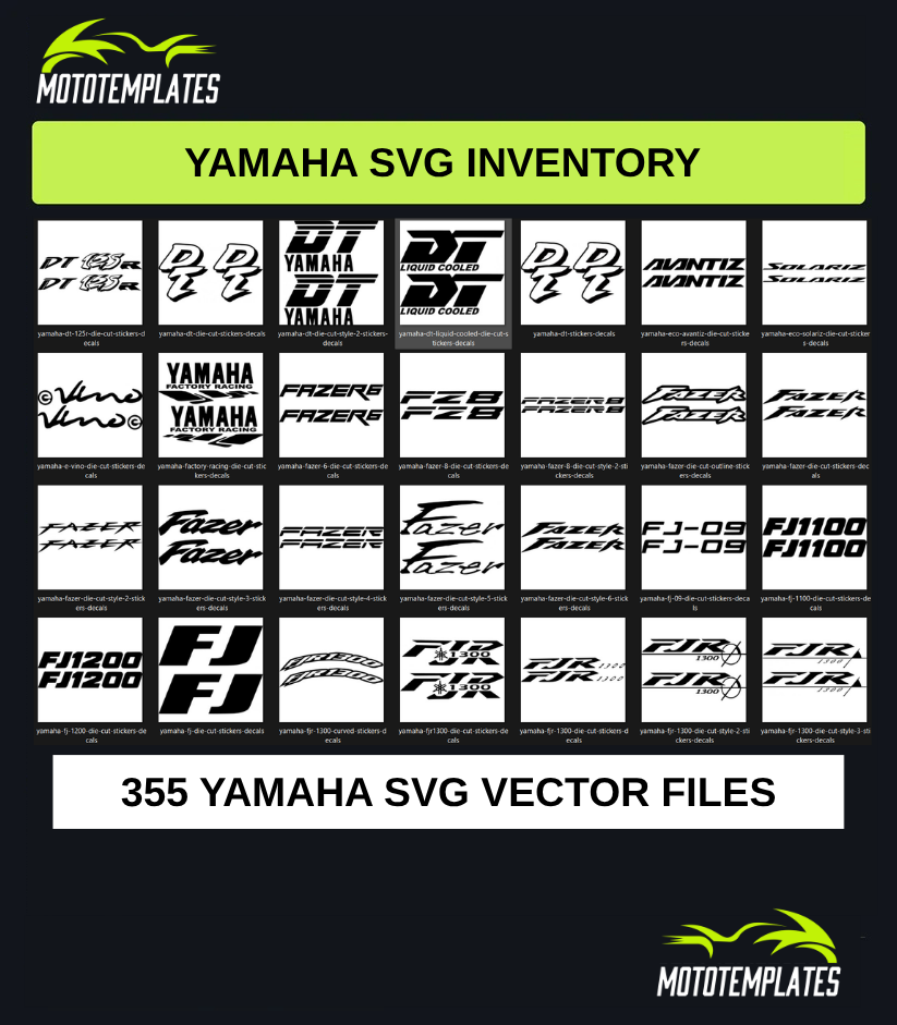 Yamaha Motorcycle SVG Pack | 355 SVG Vector Files
