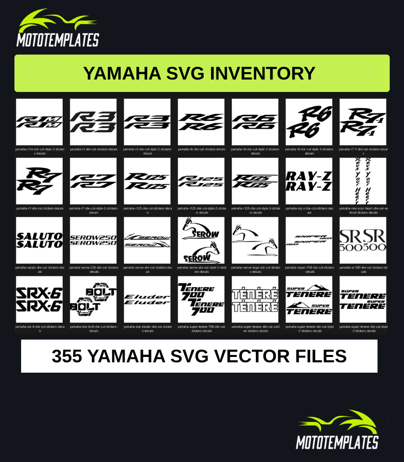 Yamaha Motorcycle SVG Pack | 355 SVG Vector Files