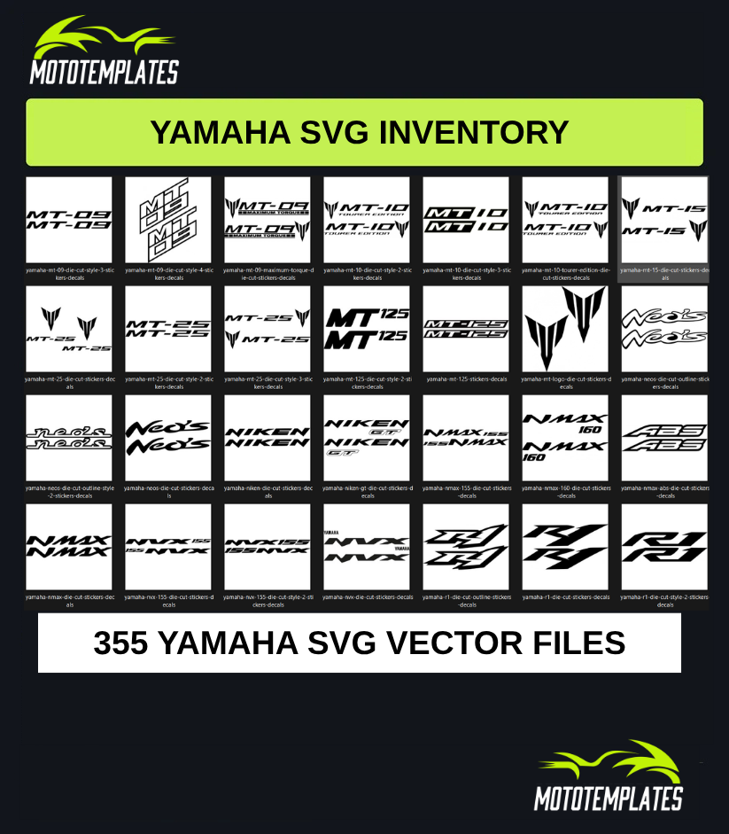 Yamaha Motorcycle SVG Pack | 355 SVG Vector Files