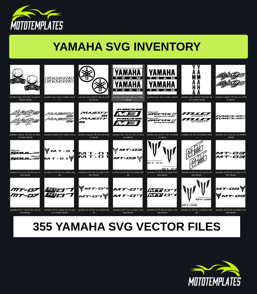 Yamaha Motorcycle SVG Pack | 355 SVG Vector Files