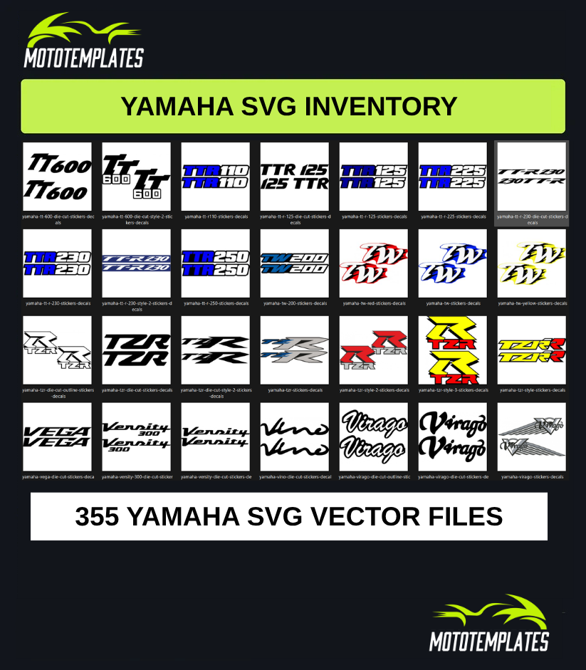 Yamaha Motorcycle SVG Pack | 355 SVG Vector Files