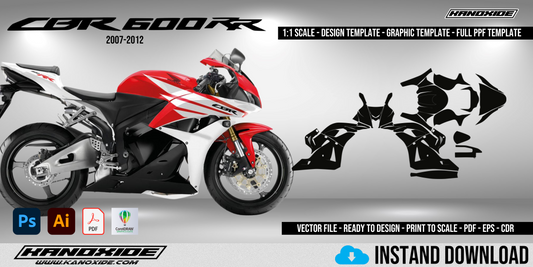 HONDA CBR 600RR 09-12 Full 1:1 Scale Template - Design Vector Digital