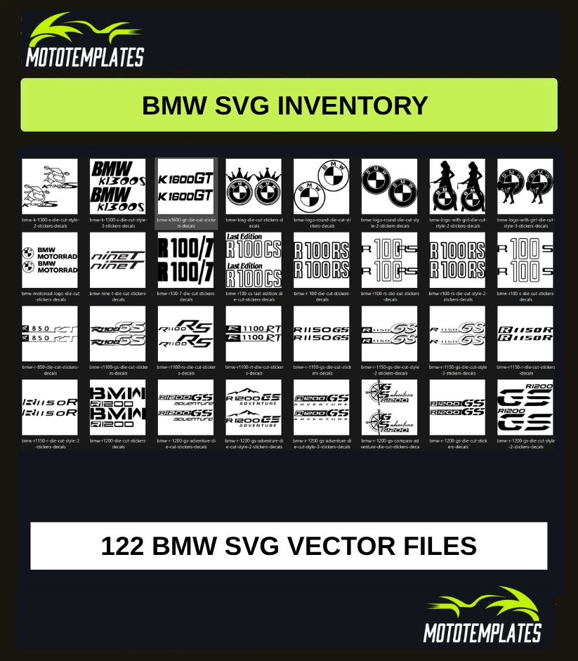 BMW Motorcycle SVG Pack | 122 SVG Vector Files
