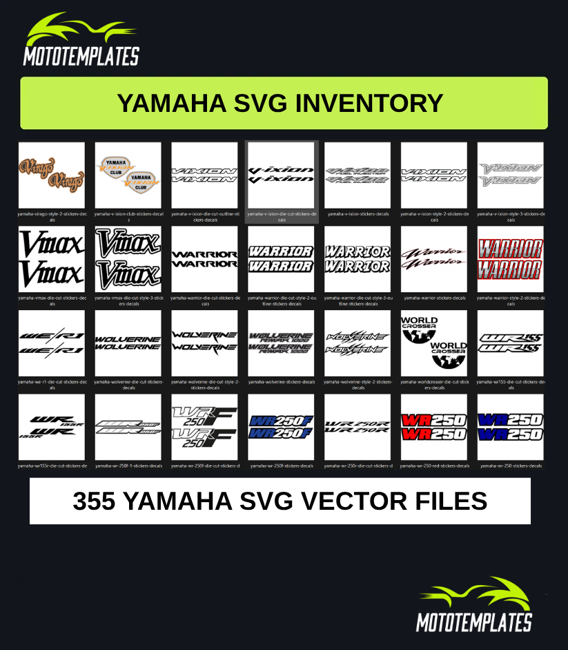 Yamaha Motorcycle SVG Pack | 355 SVG Vector Files