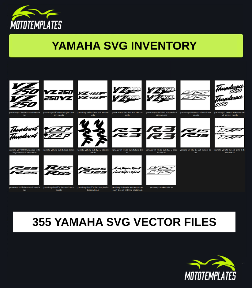 Yamaha Motorcycle SVG Pack | 355 SVG Vector Files