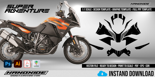 Plantilla completa a escala 1:1 para la KTM 1290 ADVENTURE 2017-2019 - Diseño vectorial digital