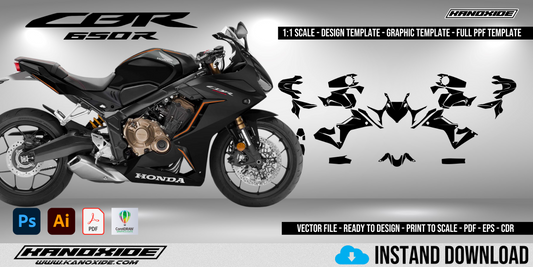 HONDA CBR 650R 2019-2022 Full 1:1 Scale Template - Design Vector Digital