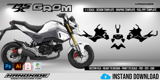 Honda MSX 125 Grom 2017 Full 1:1 Scale Template - Design Vector Digital