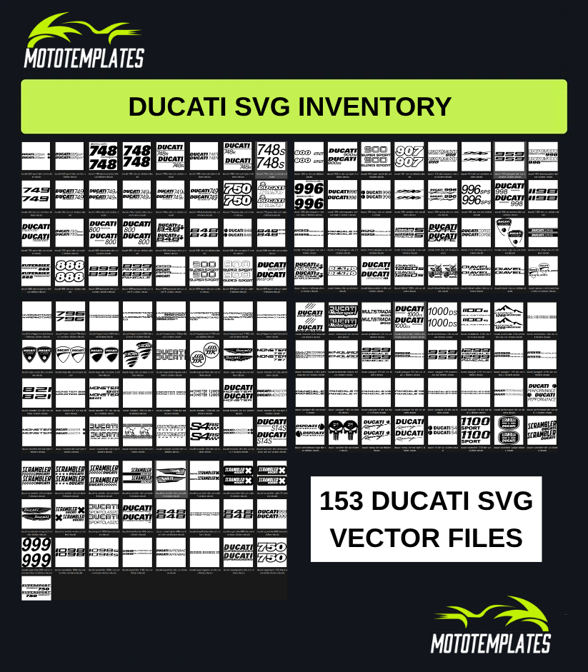 Ducati Motorcycle SVG Pack | 153 SVG Vector Files