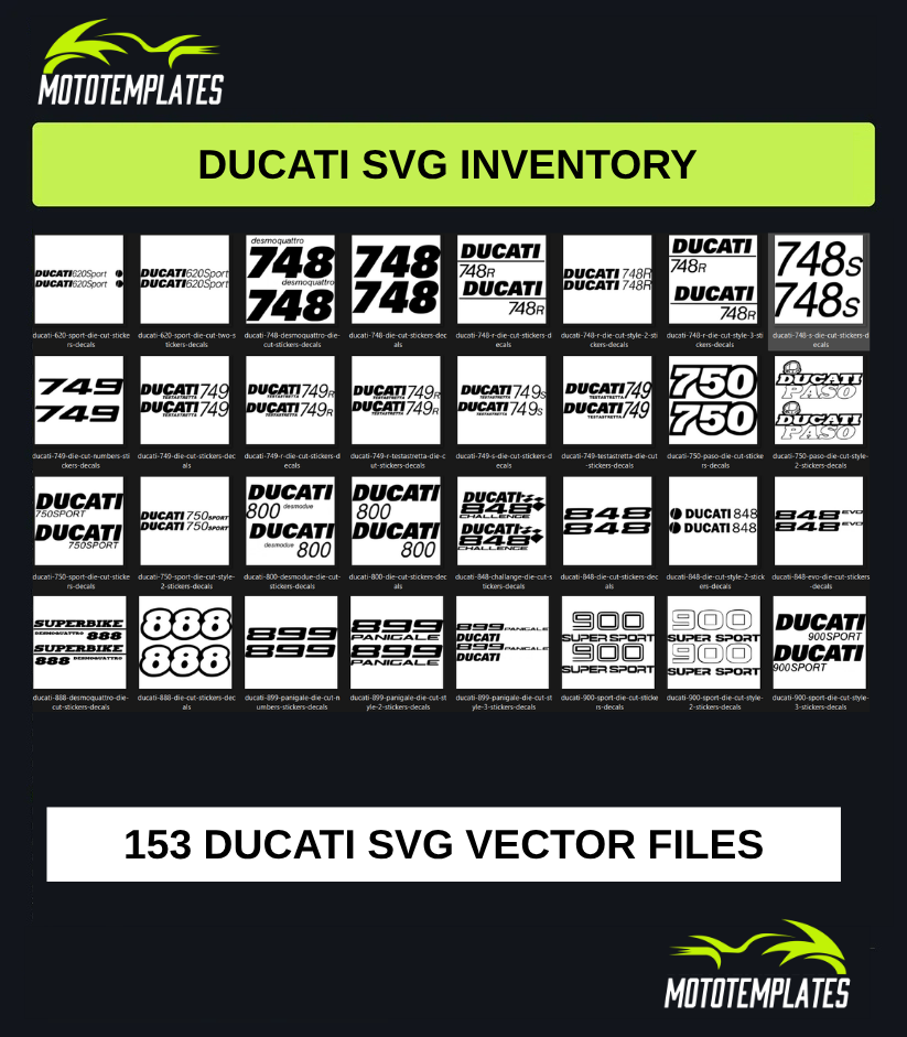 Ducati Motorcycle SVG Pack | 153 SVG Vector Files