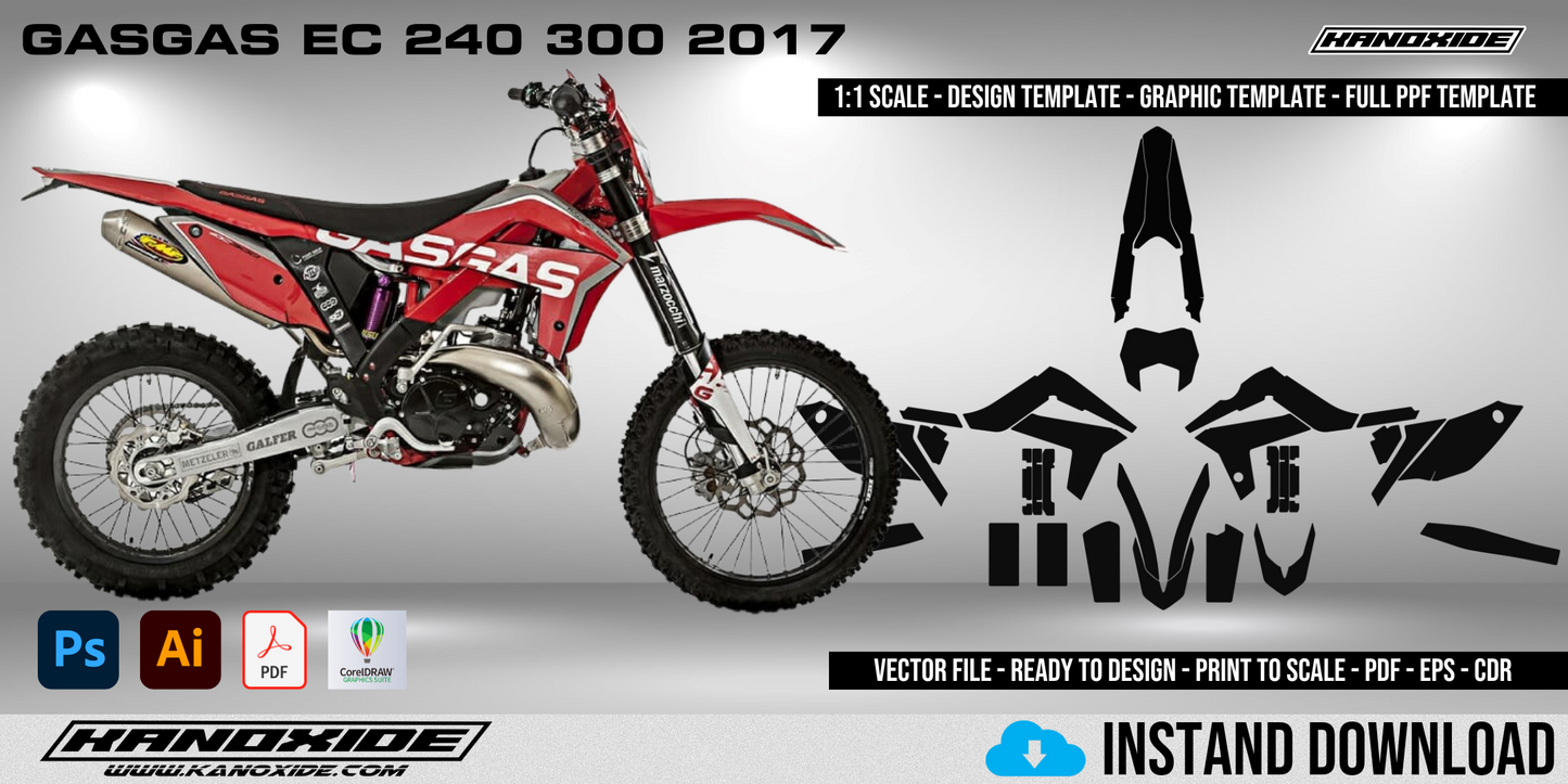 GASGAS EC 240 300 2017 Full 1:1 Scale Template - Design Vector Digital