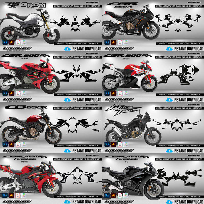 Honda Motorcycles Complete BUNDLE - Wrap Template - Scale Template - D ...