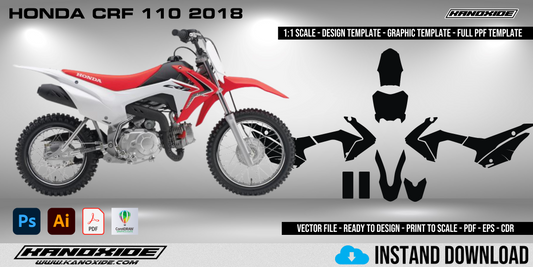 HONDA CRF 110 2018 Full 1:1 Scale Template - Design Vector Digital