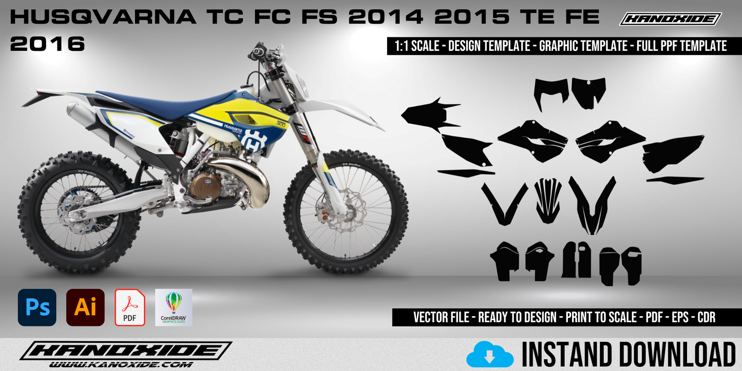 HUSQVARNA FE 350 Full 1:1 Scale Template - Design Vector Digital