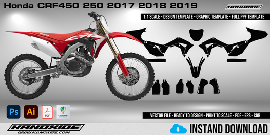 Honda CRF450 2017-2019 Full 1:1 Scale Template - Design Vector Digital