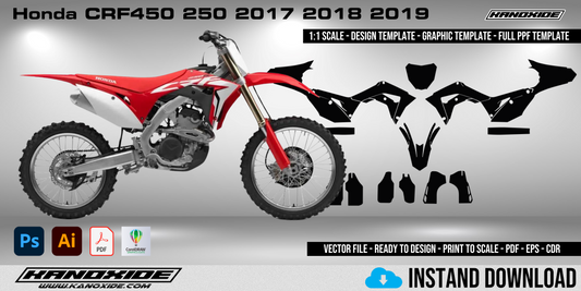 Honda CRF250 2017-19 Full 1:1 Scale Template - Design Vector Digital