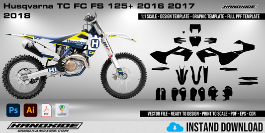 Plantilla completa a escala 1:1 para la Husqvarna TC FC FS 125+ 2016-18 - Diseño vectorial digital
