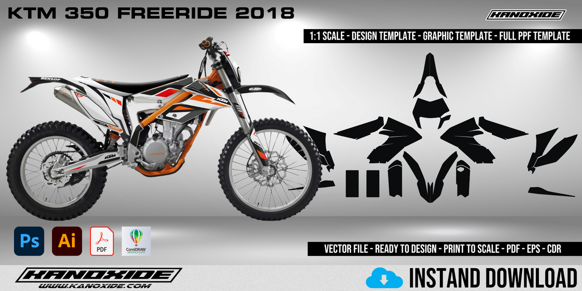 Ktm Rally Bike Vector KTM 350 FREERIDE 2018 Full 1:1 Scale Template - Design Vector Digital ...