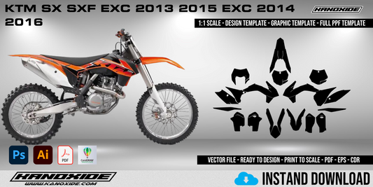 KTM SX SXF EXC 2013-16 Full 1:1 Scale Template - Design Vector Digital