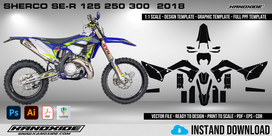 SHERCO SE-R 125 250 300 2018 Full 1:1 Scale Template - Design Vector Digital