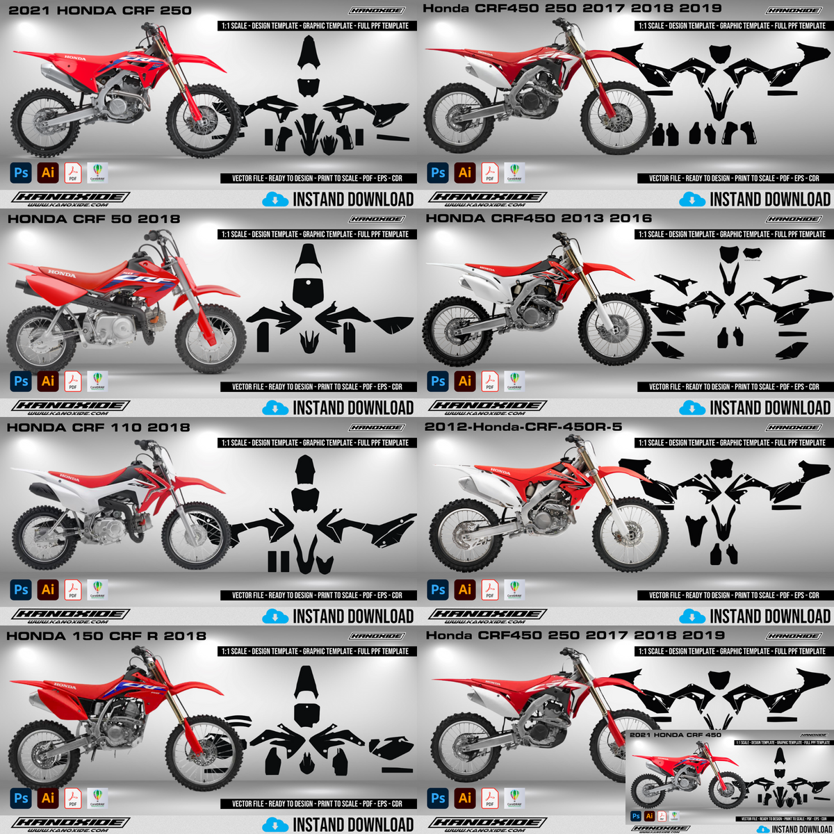 Honda Motorcycles Complete BUNDLE - Wrap Template - Scale Template - D ...