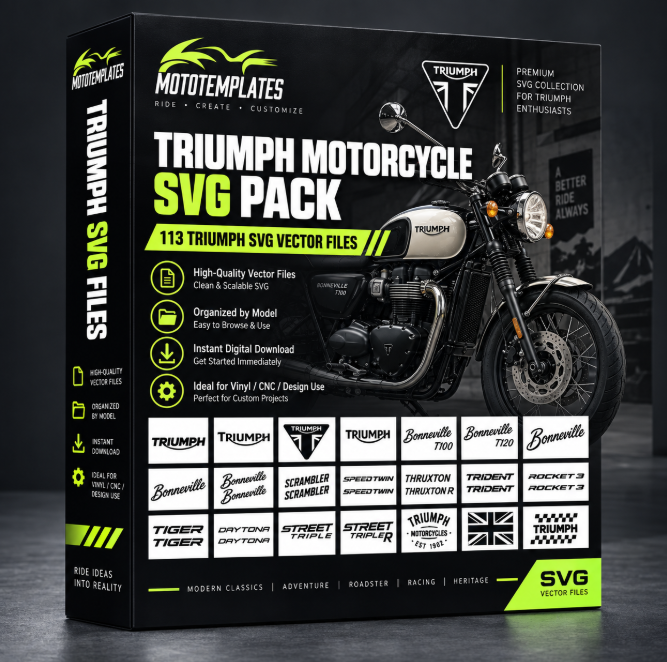 Triumph Motorcycle SVG Pack – 113 vector files